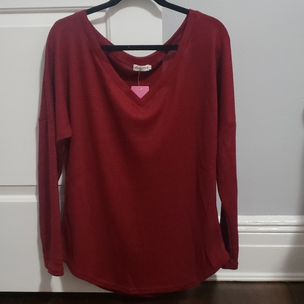 Lucky More V Neck Waffle Knit Shirt